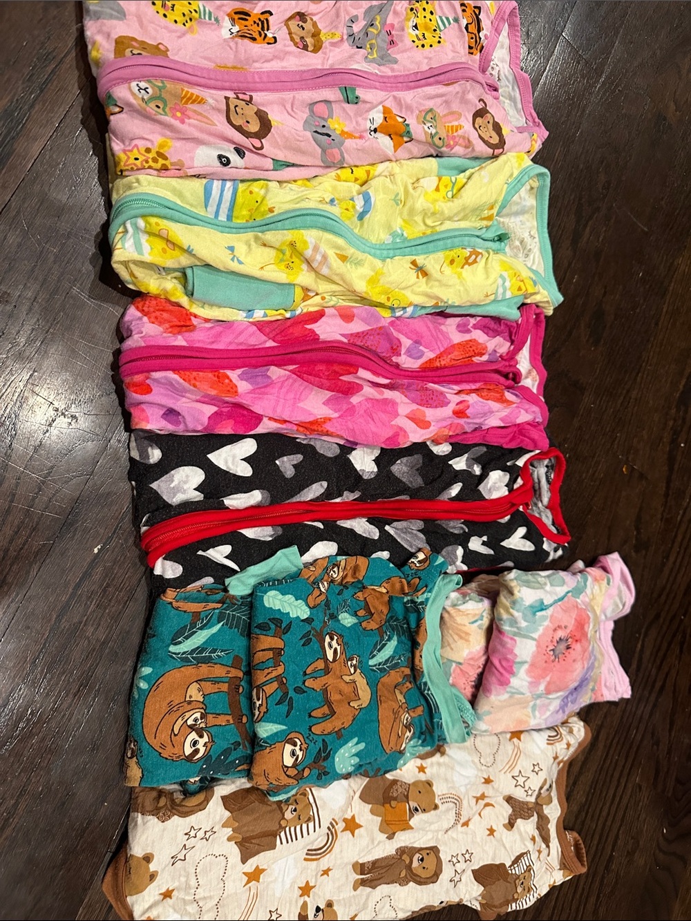 BUNDLE LITTLE SLEEPIES BAMBOO LOT 7 FOOTIES/SETS VALENTINES DAY SLOTH HEARTS